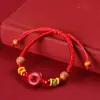 Montaña Putuo Hebilla de Paz de Cinabrio Pulsera Roja Bebé Niños Mujeres Embarazadas Madera de Durazno Año Zodiacal Pulsera Hecha a Mano Regalos para Hombres y Mujeres