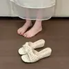 Sandalias de exterior, falda suave 2026, sandalias slip-on de moda con lazo, zapatos de punta abierta, nuevo estilo francés de lunares de verano
