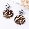 Brincos Redondos de Madeira com Estampa de Leopardo Geométricos Europeus e Americanos Exagerados Estilo Coreano Brincos Versáteis da Moda Acessórios