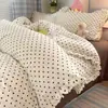 Conjunto de quatro peças em puro algodão estilo princesa francesa, estilo creme ins, gaze de algodão de camada dupla, conjunto de capa de edredom de três peças com renda fresca