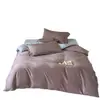 Set de Lujo de Alta Gama de 4 Piezas de Algodón de Fibra Larga de 100 Hilos, Funda Nórdica Bordada 100% Algodón, Sábana, Ropa de Cama Modelo de Habitación de Villa