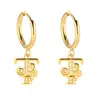 Pendientes de Acero Inoxidable Chapado en Oro 18K con 26 Letras, Pendientes de Zirconia con Forma de Ola de Lujo, Pendientes Elegantes