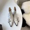 Outono/Inverno 2026 Bico Fino Couro Fivela Salto Bloco Botas Curtas Femininas Estilo Coreano Salto Alto Zíper Traseiro Couro Macio Botas Curtas Tendência