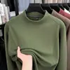 Sudadera de felpa gruesa de 520 g para hombre, nuevo estilo de invierno 2025, cuello semi-alto casual, capa base cálida