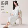 Camisola de Algodão Puro de Manga Curta de Verão para Mulheres com Bojos Integrados Gola Redonda Simples Pode Ser Usada como Roupa Externa Roupa de Dormir Curta Roupas de Casa