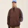 Jaqueta Cardigan de Três Barras Masculina Outono 2024 Novo Estilo Americano Gola Lapela Solta Zíper Duplo Novo Estilo Jaqueta Estilosa