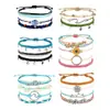 Nuevo Conjunto de Pulseras Trenzadas Arcoíris de Hilo con Cuentas de Estilo Étnico, Sencillo y Moderno, Superventas Transfronterizo Multicapa