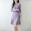 Vestido de Punto Otoño/Invierno 2026 Adelgazante Hasta la Rodilla Cuello Redondo para Mujer Elegante Vestido Suéter de Otoño/Invierno