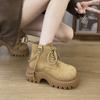 Botines de Tobillo Gruesos Retro de Estilo Británico de Moda para Mujer 2025 Primavera y Otoño Moda Versátil Petite Casual Botas Martin