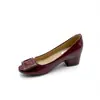 Zapatos de Mujer con Aumento de Altura de 6 CM, Hebilla Cuadrada Barnizada, Tacón Grueso, Slip-On Poco Profundo, Estilo Francés Nuevo 2026, Punta Redonda, Tacones Altos