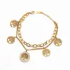 Amazon AliExpress Rebaja Caliente Pulsera Árbol de la Vida Diseño de Doble Capa Acero Inoxidable Zirconia Pulsera de Oro de 18K para Mujeres