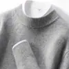 Suéter de cachemir 100% puro para hombre con cuello alto medio, tejido cálido de otoño e invierno, camisa base de color liso estilo business casual