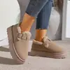 Fivela de cinto nova transfronteiriça botas de neve de sola grossa femininas pantufas de veludo fosco com pelúcia quente antiderrapante tamanho grande comércio exterior