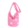 Bolso de Lana Nicho Coreano para Mujer 2025 Nuevo Bolso Cubo de Felpa Bolso de Hombro Cruzado Bordado con Flores