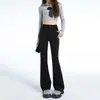 Pantalones de Pana Negra Micro La Jeans para Mujer Primavera y Otoño 2024 Nuevos de Cintura Alta Adelgazantes de Campana de Herradura Otoño e Invierno con Forro Polar