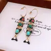 Pendientes de Borla de Pez Pequeño con Goteo de Aceite de Aguja Plateada Estilo Medieval, Pendientes Simples Vintage de Gama Alta, Pendientes de Moda Tendencia, Estilo Nicho