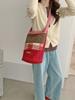 Estilo Nuevo de Invierno Bolso Cubo Estilo Granja Moda Costura de Felpa Color de Contraste Bolso Barril Gran Capacidad Bolso de Hombro Cruzado para Mujer