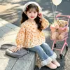 Conjunto de Camisa de Bolinhas para Meninas Outono 2026 Novo Roupa de Outono para Bebê Menina Jeans Flare para Menina Conjunto de Duas Peças