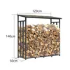 Simple Estante de Hierro para Leña de Exterior con Toldo, Gran Almacenamiento de Leña y Estante de Almacenamiento Junto a la Chimenea