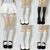 Calcetines de encaje dulce de lujuria pura calcetines hasta la pantorrilla con lazo jk calcetines finos de primavera y verano calcetines hasta la rodilla con costuras de malla lolita