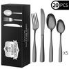 Juego de vajilla de acero inoxidable con mango cuadrado y cuchillo y tenedor transfronterizos, juego creativo de 4 piezas para carne con mango cuadrado, vajilla occidental con cuchillo y tenedor y cuchara