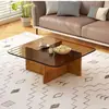 Mesa de Centro Moderna Simple de Vidrio Templado Sala de Estar Apartamento Pequeño Redonda Cuadrada Multicolor Balcón Mesa Pequeña de Café Habitación de Alquiler Mesa Pequeña de Café