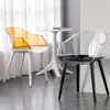 Silla de Comedor Acrílica Escandinava Silla Saipan Silla Fantasma Creativa Taburete con Reposabrazos Silla Popular con Respaldo Silla de Plástico Transparente