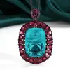 Zhuangshengsheng Joias Base de Cobre Banhado a Ouro Esmeralda Sintética Design Pesado Ouro Preto Colar com Pingente Pedra Principal 20*28