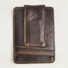 Carteira Masculina Vintage de Couro Crazy Horse com Fechamento Magnético, Porta-Cartões com Múltiplos Slots, Carteira de Couro Bovino Camada Superior