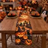 Camino de mesa transfronterizo nuevo 2027 para Halloween con estampados de gato negro y calabaza de alta definición, para decoración de mesa festiva en casa