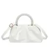Bolsa Nuvem Texturizada da Moda Estilo Coreano 2025 Nova Bolsa de Mão com Pérolas para Mulheres Bolsa Mini Plissada de Ombro Transversal