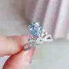 Transmisión en vivo principal Gota de agua de princesa 7x9mm 2 Quilates piedra principal anillo dedo índice cobre bañado en plata índice suizo azul marino venta al por mayor
