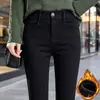 Leggings de Franela Talla Grande para Mujer, Nuevo Estilo Otoño/Invierno 2026, Pantalones Cálidos de Algodón, Cintura Alta, Adelgazantes, Negros, Pantalones Skinny