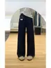 Jeans Azul Escuro Wide Leg Plus Size para Mulheres 2025 Inverno Novo Cintura Alta Gordura mm Solto Retro Versátil Calças Retas