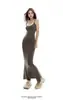 Vestido camisola negro de estilo callejero americano para mujer, vestido ajustador sin mangas, nuevo diseño de verano, vestido largo con cuello halter