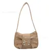 Bolsa de Axila Nicho Estilo Francês para Mulheres 2025 Nova Tendência Moda Laço Bolsa Quadrada Pequena Versátil Bolsa Transversal com Pregas