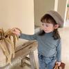 Camiseta Básica de Color Sólido Estilo Coreano Nueva para Niñas, Capa Interior Versátil de Cuello Medio para Otoño e Invierno, Camiseta para Niños Pequeños y Niños Pequeños