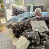 Conjunto de Quatro Peças de Lã de Leite Espessa de Inverno Estilo Coreano ins Estilo Princesa Estilo Renda Cobertor de Lã Quente para Bebê Conjunto de Três Peças