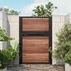 Puerta de Patio de Aleación de Aluminio, Puerta Sólida de Hierro Forjado para Exteriores de Villa, Valla de Patio de Casa Rural, Arco de Jardín con Textura de Madera