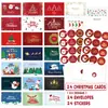 Novos Cartões de Boas Festas de Natal 72 Peças Criativas Véspera de Natal Árvore de Natal Adesivos Conjunto de Cartões de Boas Festas Cartões de Natal