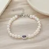 Pulsera de Perlas de Agua Dulce para Mujer ins Diseño de Nicho Sentido de Diseño Pulsera de Lujo Ligero Mejor Amiga Cristal Retro Venta al por Mayor Retro Artístico