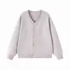 Yidao Vintage Otoño 2026 Nueva Colección: Suéter cárdigan de punto liso de color sólido con cuello en V, tejido de punto para hombre estilo americano de ajuste relajado