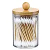 Acrílico Transparente Caixa Tanque de Armazenamento de Cotonete de Algodão Criativo Quadrado Cotonete de Algodão Caixa de Armazenamento Cotonete de Bambu Caixa de Armazenamento
