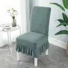 Funda de Silla Elástica con Patrón de Grano de Maíz Funda de Silla con Falda de Franela Hotel Hogar a Prueba de Polvo Antideslizante Funda para Silla de Comedor