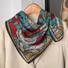 Bufanda de Imitación de Seda de Hangzhou de Lino para Mujer Primavera y Otoño Estilo Nacional Retro Estanque de Lotos 70 Cuadrado Bufanda China Bufanda Chal para Madre