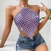 AYJ2026 Novo top de verão sexy estilo europeu e americano com retalhos e detalhe de corrente D20893