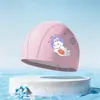 Gorro de natación infantil de PU con estampado de dibujos animados, impermeable, no restrictivo, transpirable, alta elasticidad, adecuado para niños y niñas, suministro directo del fabricante