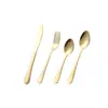 Cuchillo, tenedor y cuchara de acero inoxidable Spot Juego de 4 piezas para regalo Cuchillo para bistec dorado juego bañado en oro 1010 hotel Vajilla occidental