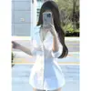 Camisa Branca de Renda com Decote em V Pure Desire para Mulheres 2026 Primavera/Verão Novo Estilo Camisa com Gola de Lapela Mangas de Comprimento Médio que Afinam a Cintura