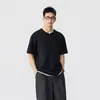 Camiseta de Verano para Hombre Estilo Americano, Tela Gruesa, Manga Corta, Corte Holgado, Talla Grande, Modelo Nuevo 2026, Ropa Falsa de Dos Piezas